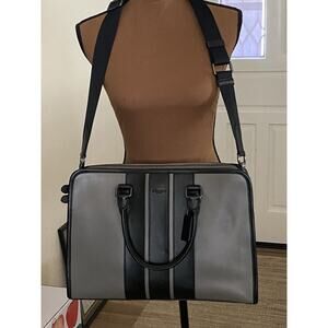 Coach BOND F35430 Gray Leather Briefase with Crossbody Strap